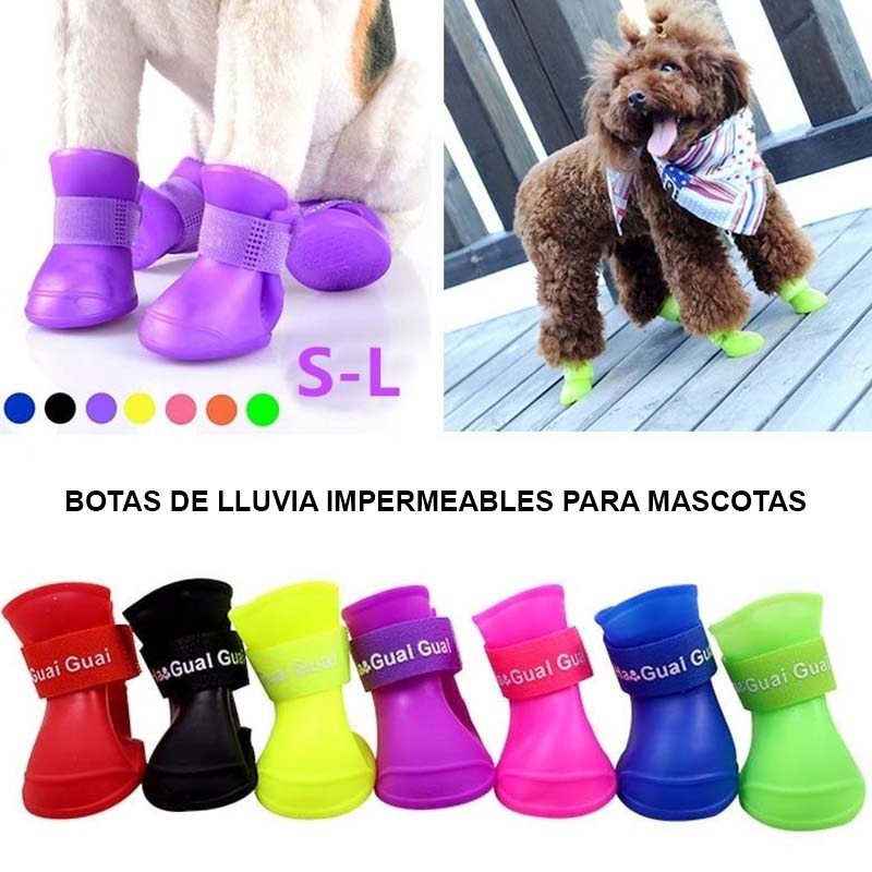 Zapatos de lluvia impermeables y antideslizantes, botas de goma para perros